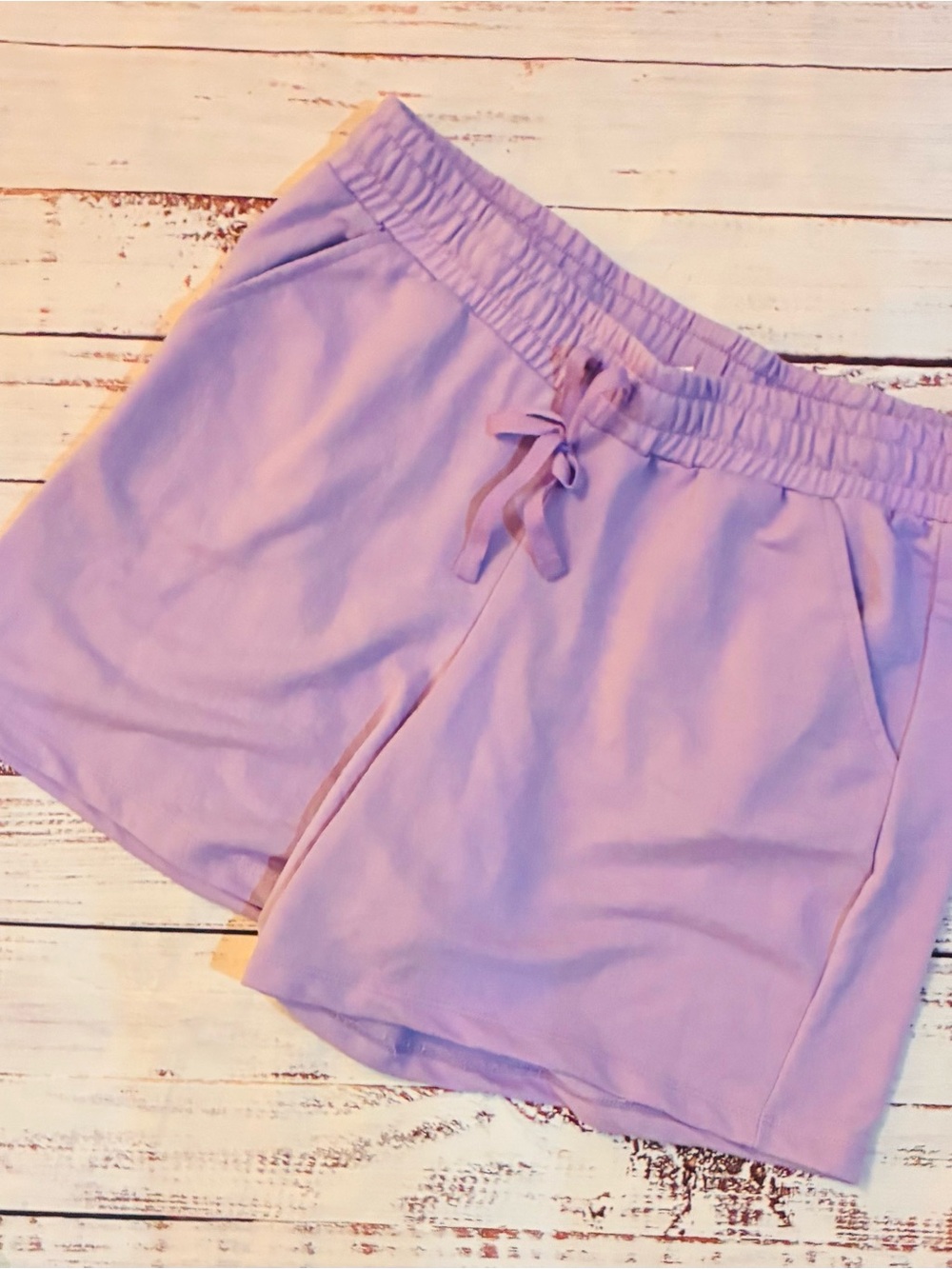 Just Be Women's Athletic Purple Drawstring Gym Sweat Lounge Shorts Size Medium